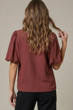 Load image into Gallery viewer, Puff Sleeve Pintuck Woven Top
