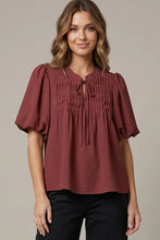 Load image into Gallery viewer, Puff Sleeve Pintuck Woven Top
