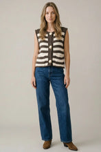 Load image into Gallery viewer, Sleeveless Striped Button Down Knit Sweater Vest

