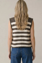 Load image into Gallery viewer, Sleeveless Striped Button Down Knit Sweater Vest
