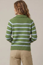 Load image into Gallery viewer, Long Sleeve 1/2 Zip Stripe Sweater
