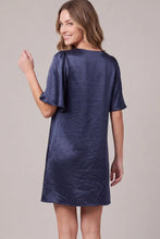 Load image into Gallery viewer, Satin V Neck Flutter Short Sleeve Dress
