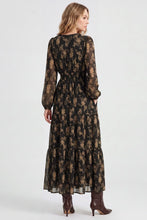 Load image into Gallery viewer, Long Sleeve Animal Print Tiered Maxi Dress
