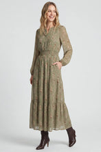 Load image into Gallery viewer, Long Sleeve Animal Print Tiered Maxi Dress
