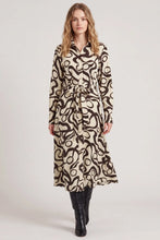Load image into Gallery viewer, Long Sleeve Woven Print Collared Shirt Midi Dress
