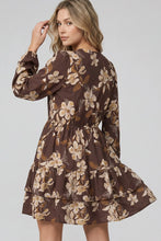 Load image into Gallery viewer, Long Sleeve Woven Print Mini Tiered Dress
