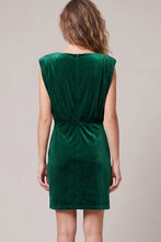 Load image into Gallery viewer, Sleeveless Padded Shoulder Velvet Mini Dress
