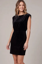 Load image into Gallery viewer, Sleeveless Padded Shoulder Velvet Mini Dress
