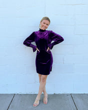 Load image into Gallery viewer, Milla Mock Neck Velvet Dress Purple
