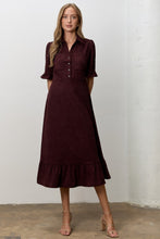 Load image into Gallery viewer, Corduroy Shirt Midi Dress
