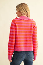 Load image into Gallery viewer, Ruffled Striped Sweater Cardigan
