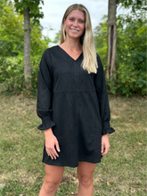 Load image into Gallery viewer, Black Long Sleeve Suede Dress
