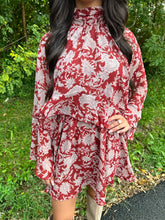 Load image into Gallery viewer, Floral Print High Neck with Tie Back Dress
