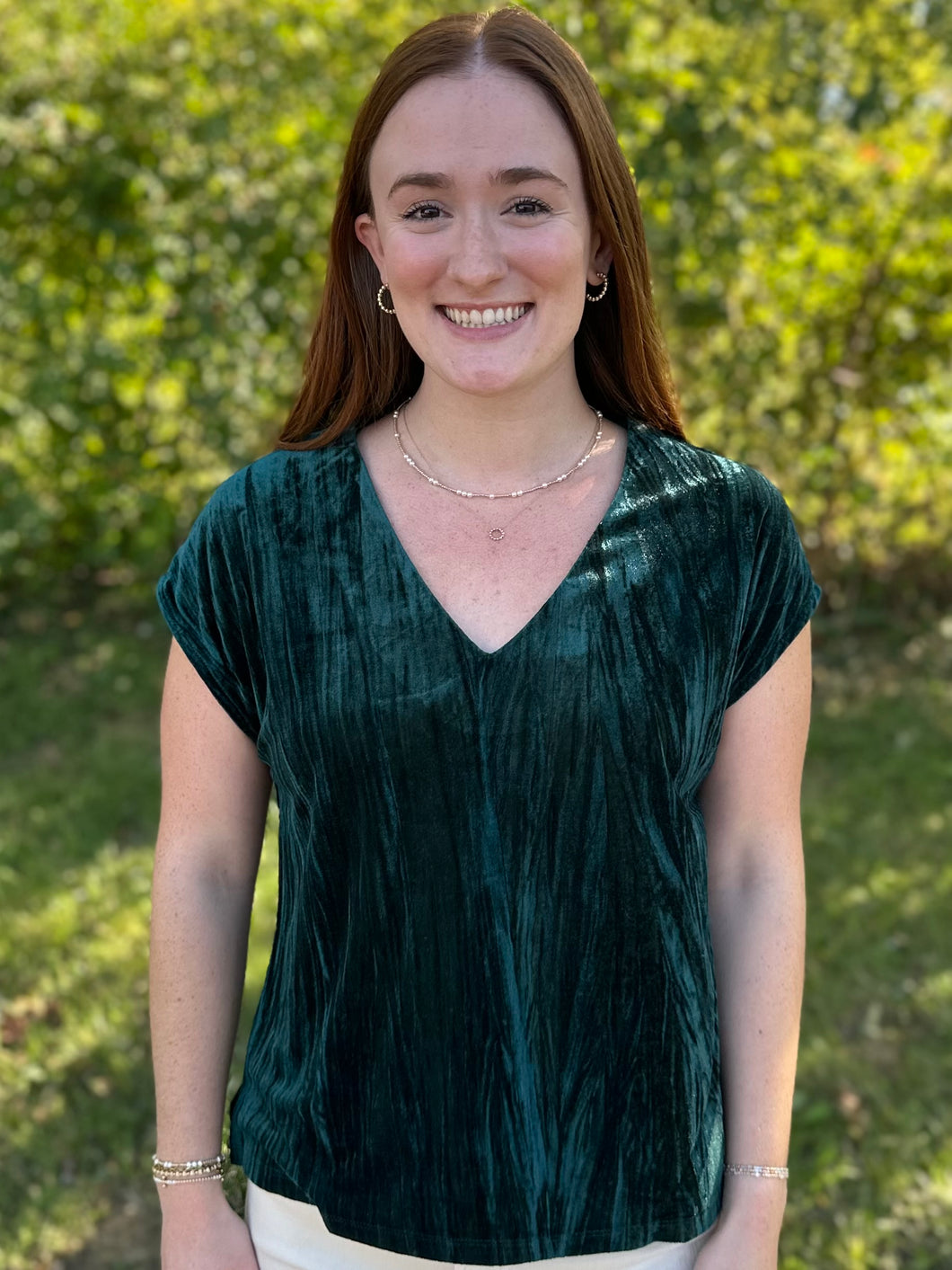 Velvet V Neck Top
