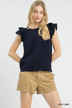 Load image into Gallery viewer, Textured Jacquard Top with Short Ruffled Sleeves
