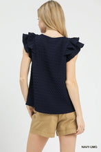 Load image into Gallery viewer, Textured Jacquard Top with Short Ruffled Sleeves
