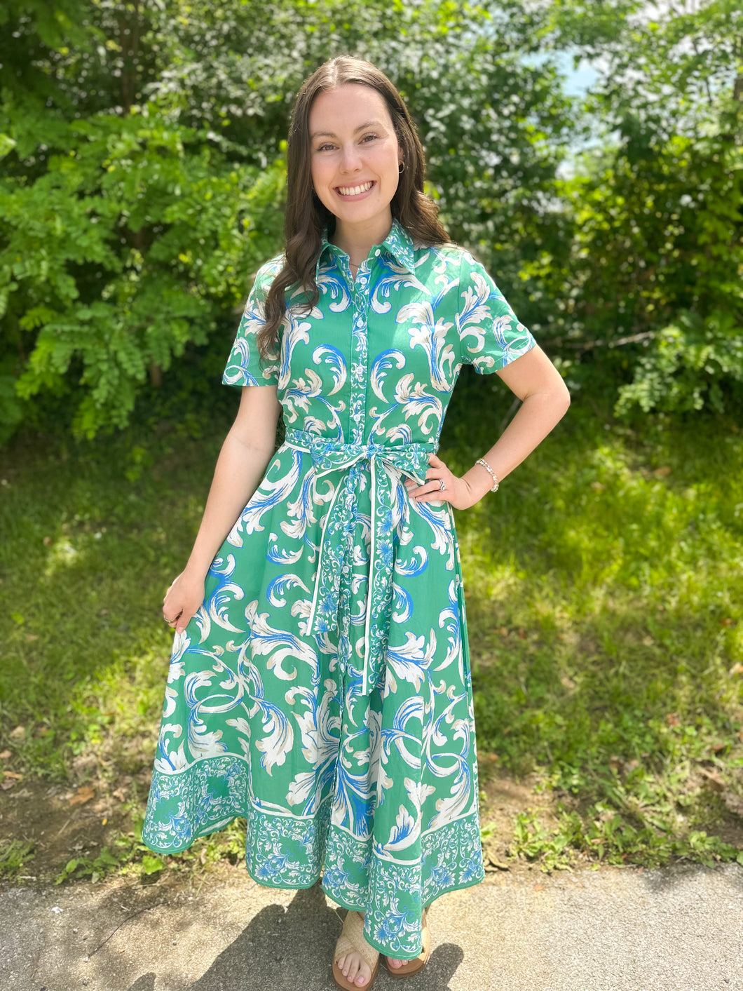 Summer Bouquet Woven Midi Dress