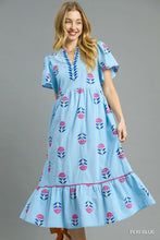 Load image into Gallery viewer, Peri Blue Embroidered Tiered Midi Dress
