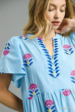 Load image into Gallery viewer, Peri Blue Embroidered Tiered Midi Dress
