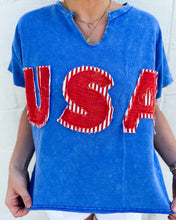 Load image into Gallery viewer, Mineral Wash USA Patched Knit Top

