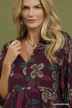 Load image into Gallery viewer, Mixed Floral Print Collared Tiered Midi Dress
