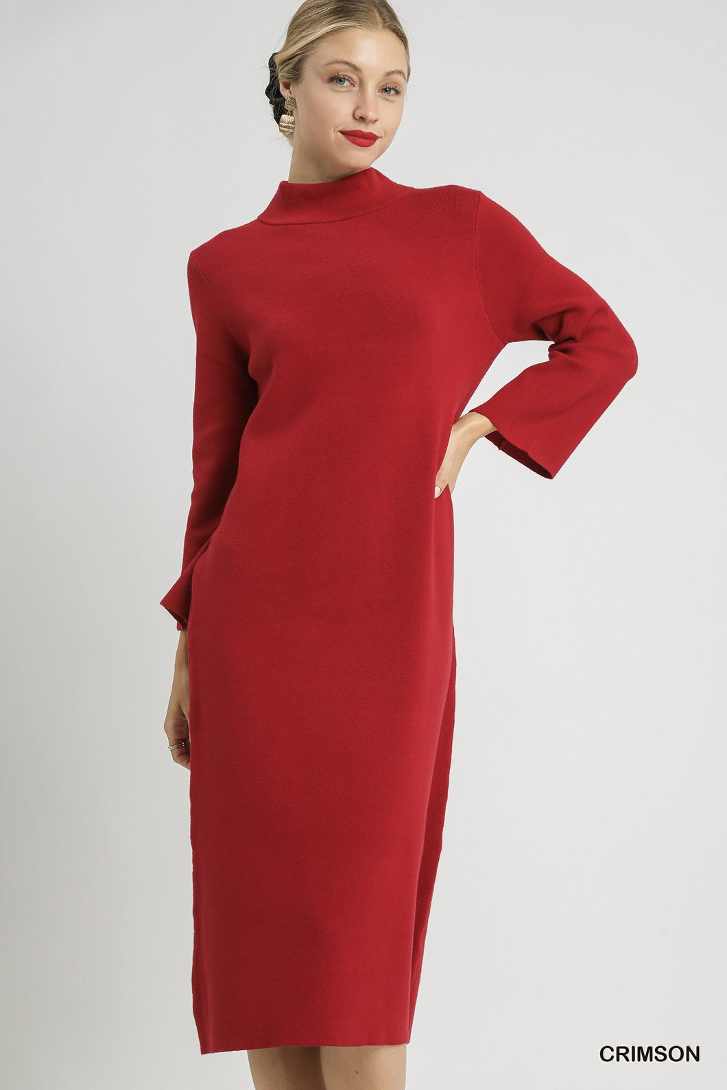 Solid Mock Neck with Wide Sleeve