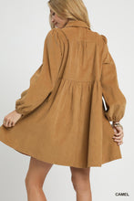 Load image into Gallery viewer, Corduroy Embroidered Babydoll Dress
