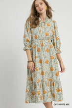 Load image into Gallery viewer, Abstract Print Ruffled Neck Midi Dress
