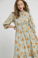 Load image into Gallery viewer, Abstract Print Ruffled Neck Midi Dress
