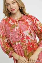 Load image into Gallery viewer, Pink Retro Print Tiered Midi Dress
