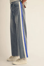 Load image into Gallery viewer, WIde Leg Denim with Side Stripe Trim
