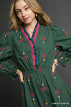 Load image into Gallery viewer, Boho Floral Embroidered Midi Dress
