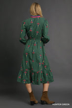 Load image into Gallery viewer, Boho Floral Embroidered Midi Dress
