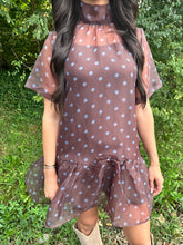 Load image into Gallery viewer, Polka Dot High Neck Back Tie Mini Dress
