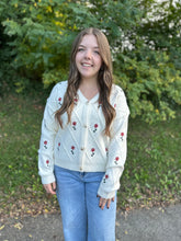 Load image into Gallery viewer, Flower Embroidered Button Down Cardigan
