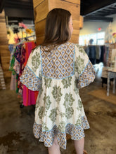 Load image into Gallery viewer, Boho Olive Mix Pattern Dress
