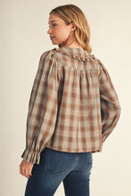 Load image into Gallery viewer, Ruffle Detail Button Down Lovely Plaid Top
