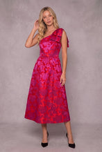 Load image into Gallery viewer, Bow Detail One Shoulder Jacquard Midi Dress
