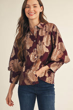 Load image into Gallery viewer, Button Down Sheer Metallic Burnout Top
