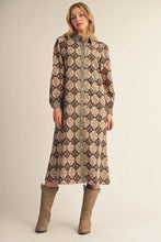 Load image into Gallery viewer, Long Sleeve Floral Button Down Midi Dress
