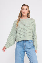 Load image into Gallery viewer, Chenille Pointelle Crop Oversized Sweater
