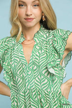 Load image into Gallery viewer, Leaf Print Tiered Mini Dress with Ruffle Sleeves
