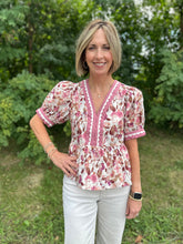 Load image into Gallery viewer, Ecru Scallop Trim V Neck Top
