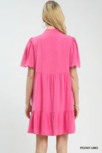 Load image into Gallery viewer, Linen Tiered Babydoll Dress with Scalloped Sleeves
