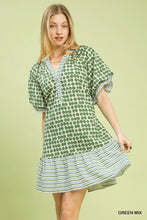 Load image into Gallery viewer, Mix Printed Short Sleeve Dress with Tie Waist
