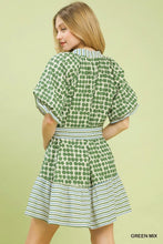 Load image into Gallery viewer, Mix Printed Short Sleeve Dress with Tie Waist
