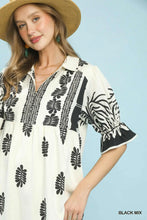 Load image into Gallery viewer, Border Print Midi Dress with Puff Sleeves
