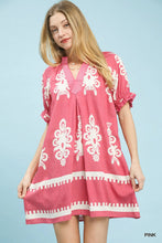 Load image into Gallery viewer, Two Tone Border Print Mini Dress
