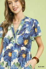 Load image into Gallery viewer, Tropical Floral V-Neck Flutter Sleeve Tiered Midi Dress
