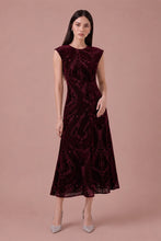Load image into Gallery viewer, Cap Sleeve Velvet Flocking Midi Dress
